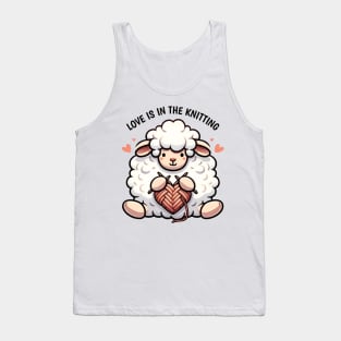 Adorable Knitting Sheep: Love and Crafts Illustration Tank Top